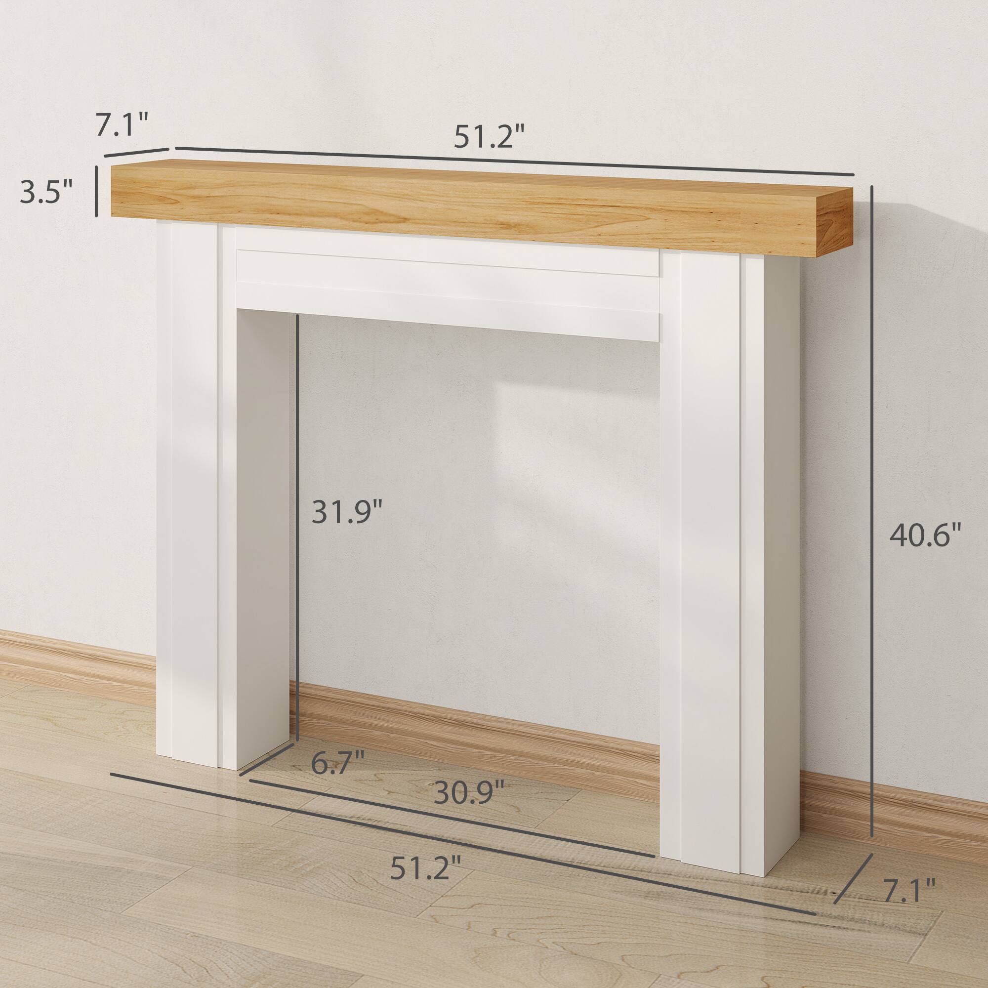 Alt View 3. TinyHomie - Freestanding Fireplace Surround with Leg for Electric Fireplaces.