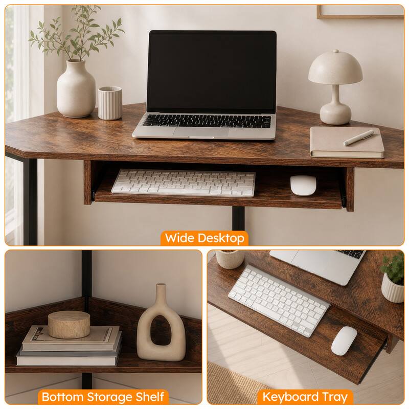Wide Desktop  
Bottom Storage Shelf  
Keyboard Tray