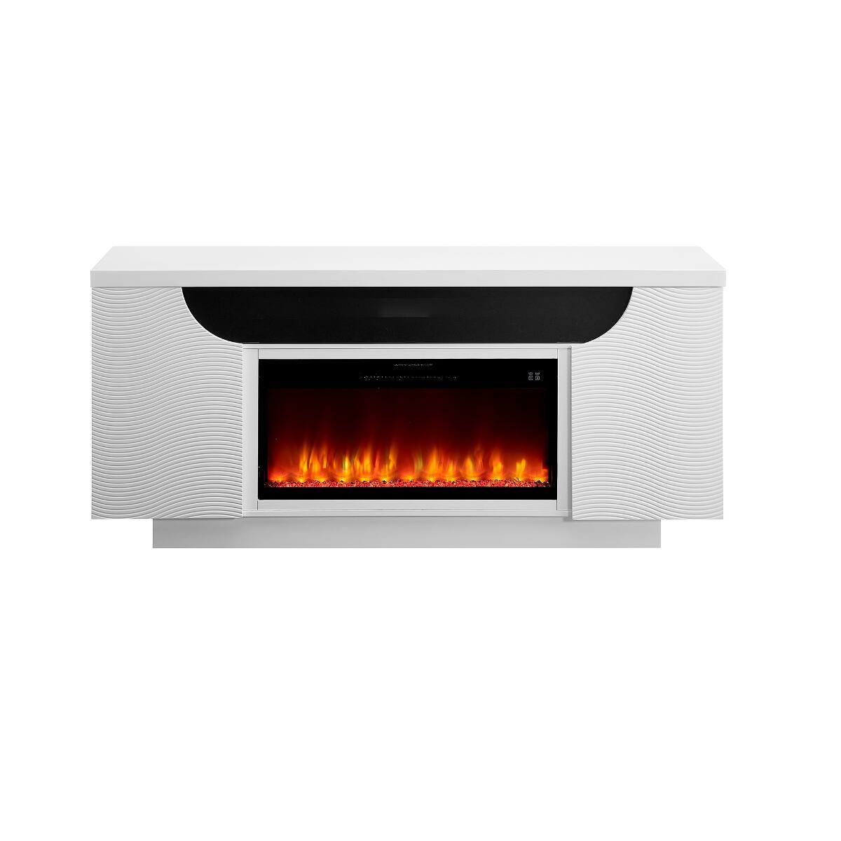 Angle. Loheer - Loheer 76 inch white electric fireplace freestanding modern design - White.
