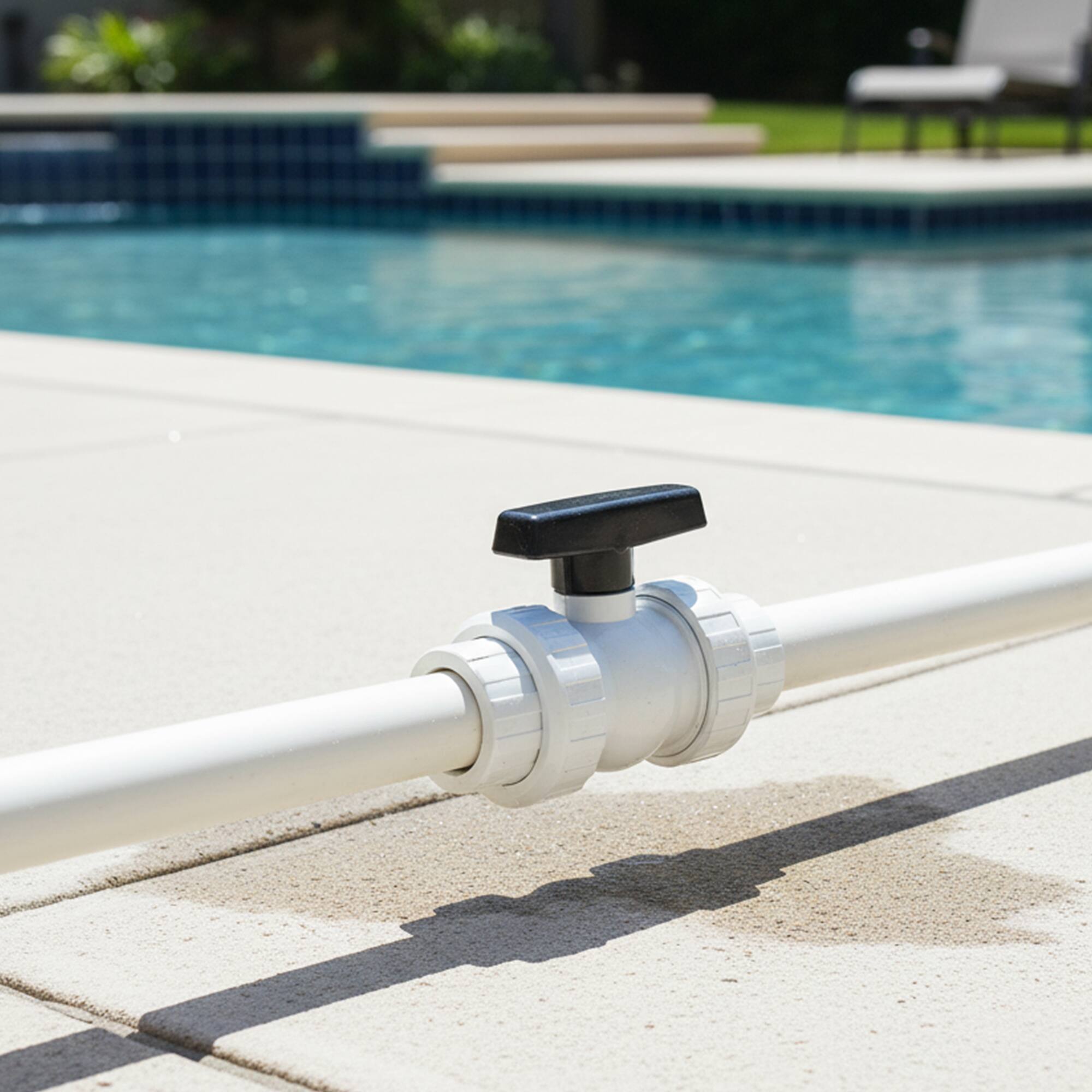Alt View 4. Swim Central - HydroTools Swimming Pool ABS Female Socket Ball Valve - 7" - White and Black - White.