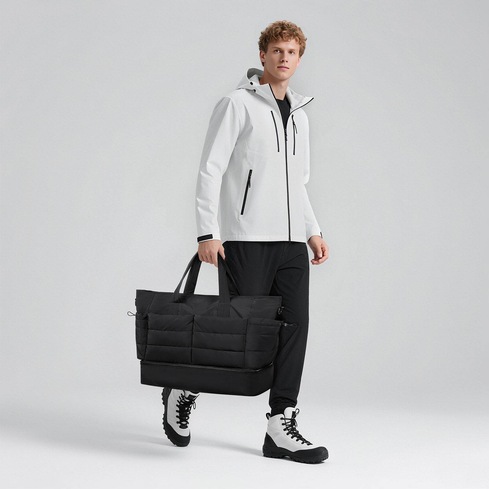 Alt View 6. Unique Bargains - 50L Travel Duffel Bag for Women Weekender Carry on Bag with Shoe Compartment & Toiletry Bag Overnight Bag for Gym Trip - Black.