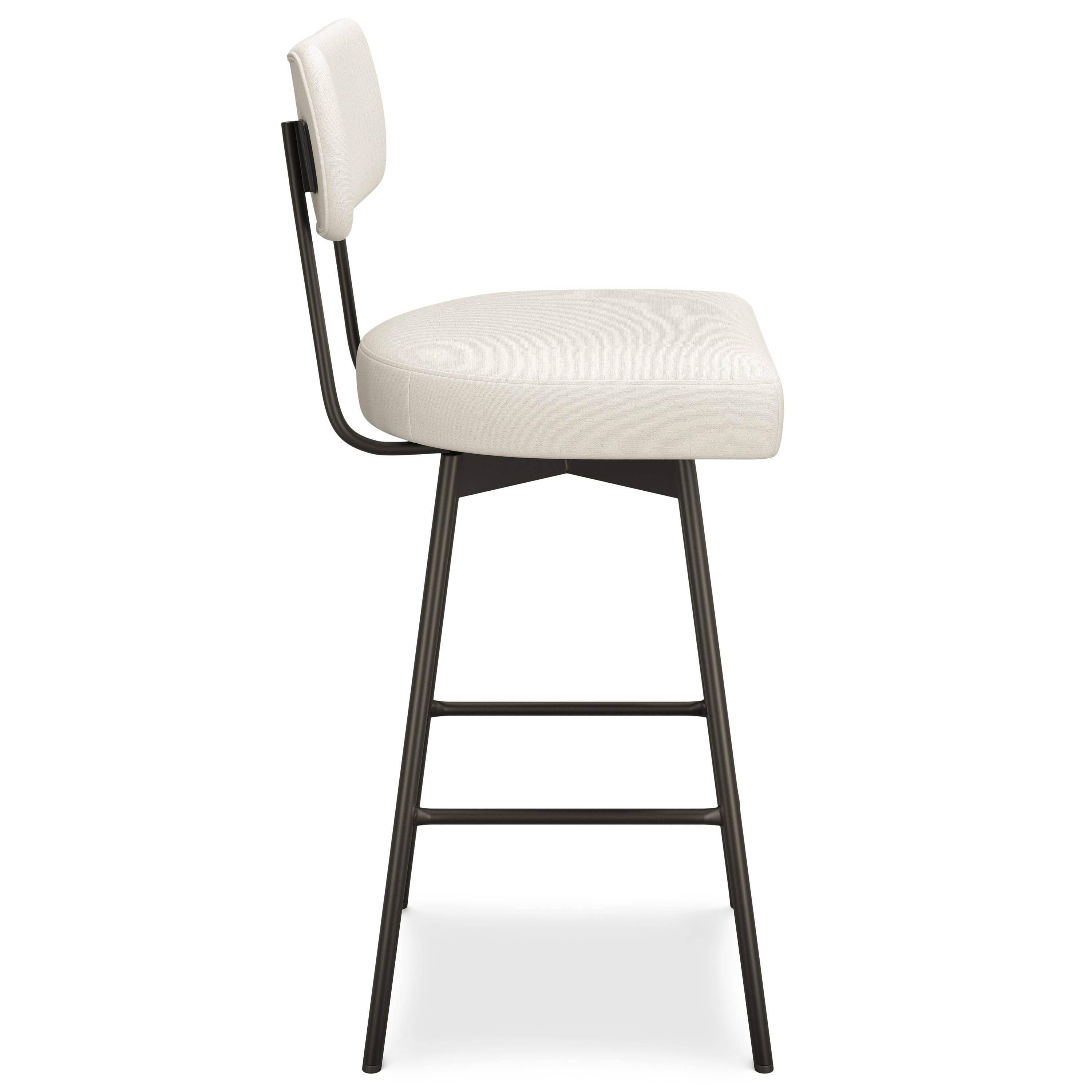 Alt View 1. Simpli Home - Giselle Contemporary Modern Swivel Bar Stool (Set of 2) in Natural  Polyester Linen - Natural.