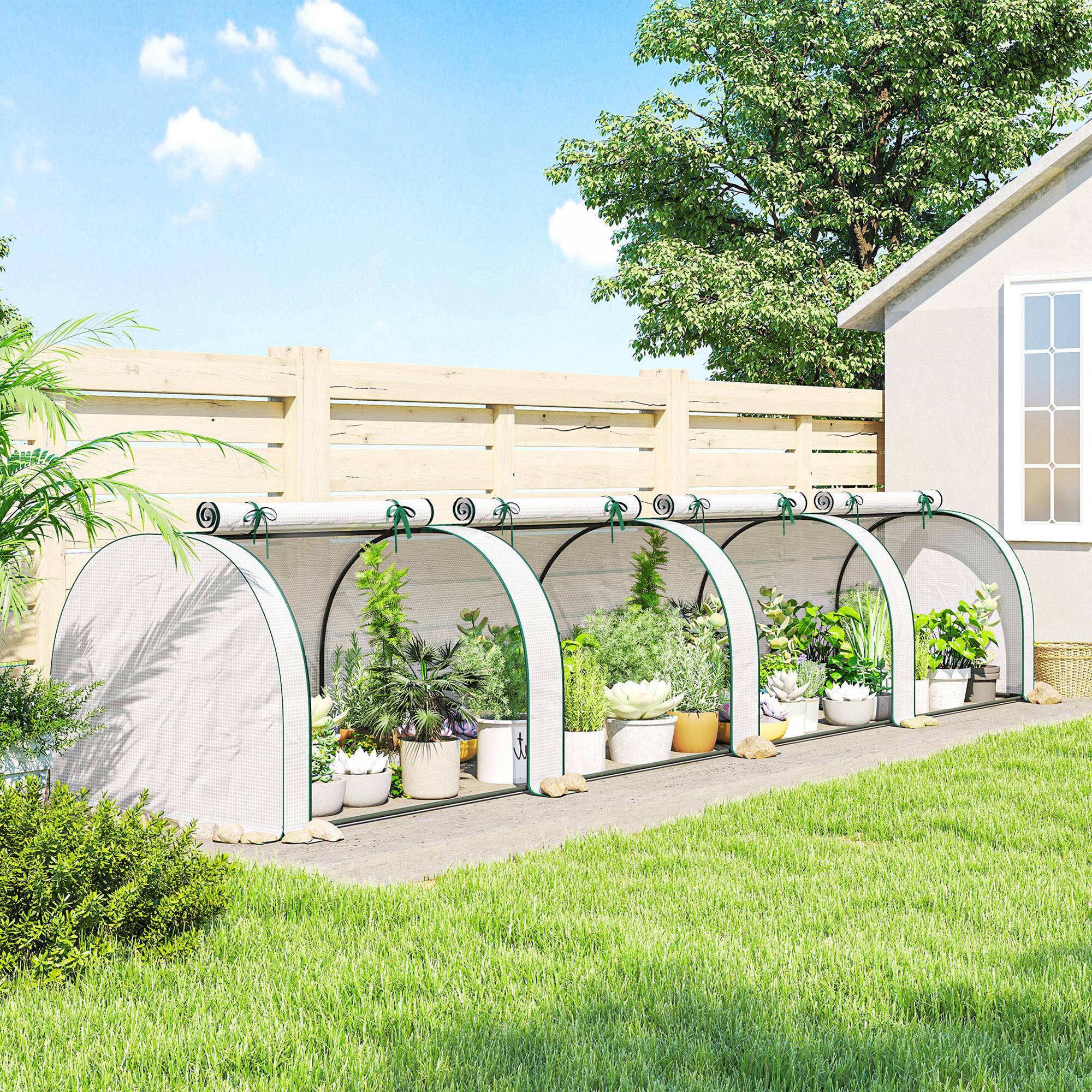 Alt View 1. Outsunny - Greenhouse, Portable Greenhouse with 4 Roll-Up Doors, PE Cover.
