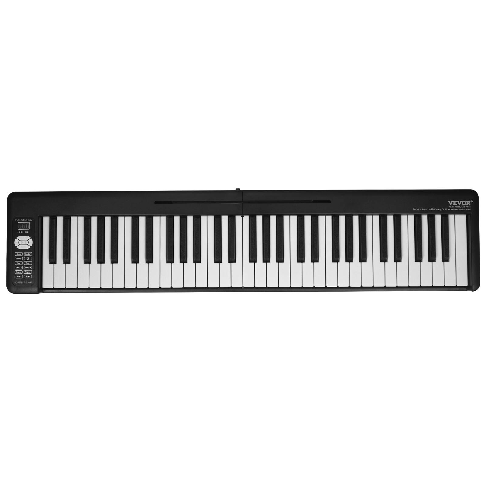 Alt View 5. VEVOR - 61 Key Folding Keyboard Piano, Bluetooth & MIDI, Portable Electronic Digital Foldable Piano - Black.