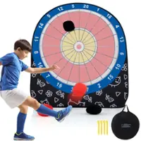 Costway - Large Dart Board for Kids with 4 Kick Balls, Carrying Bag Giant Outdoor Kick Black - Black - Front_Zoom