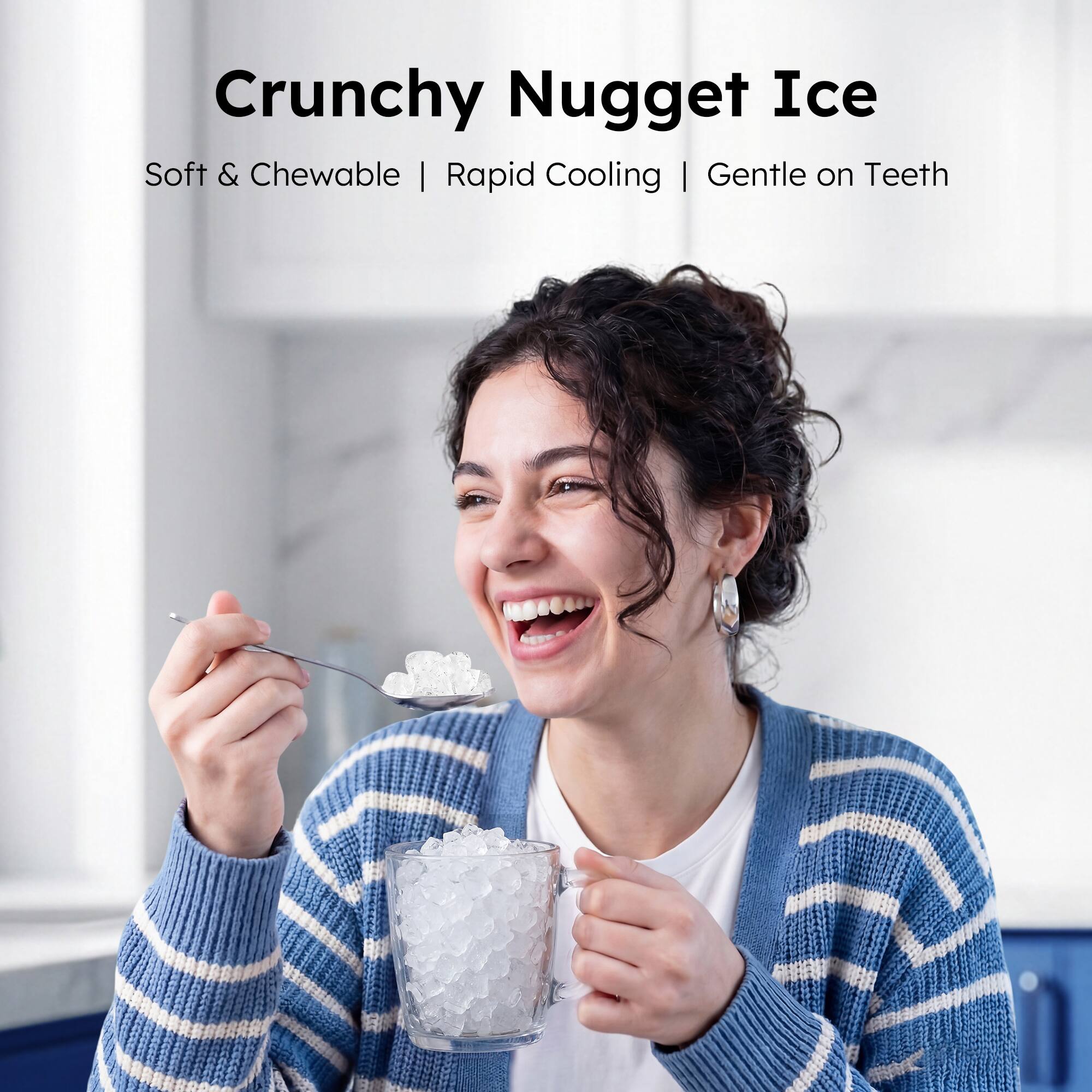 Crunchy Nugget Ice  
Soft & Chewable | Rapid Cooling | Gentle on Teeth