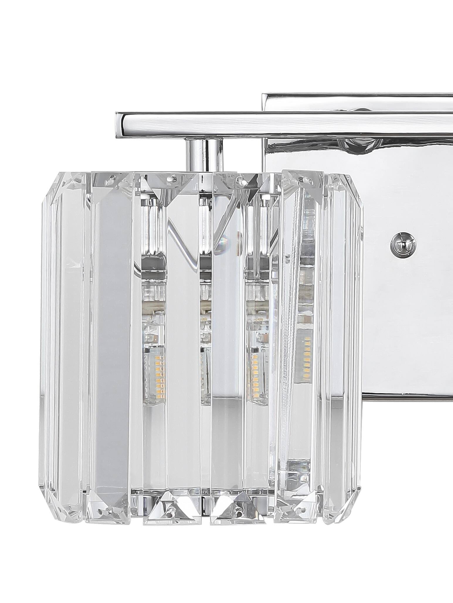Alt View 4. Jonathan Y - Coco Prism Vintage 13.5" 2-Light Metal/Glass Classic Glam LED Vanity Light, Chrome - Chrome.