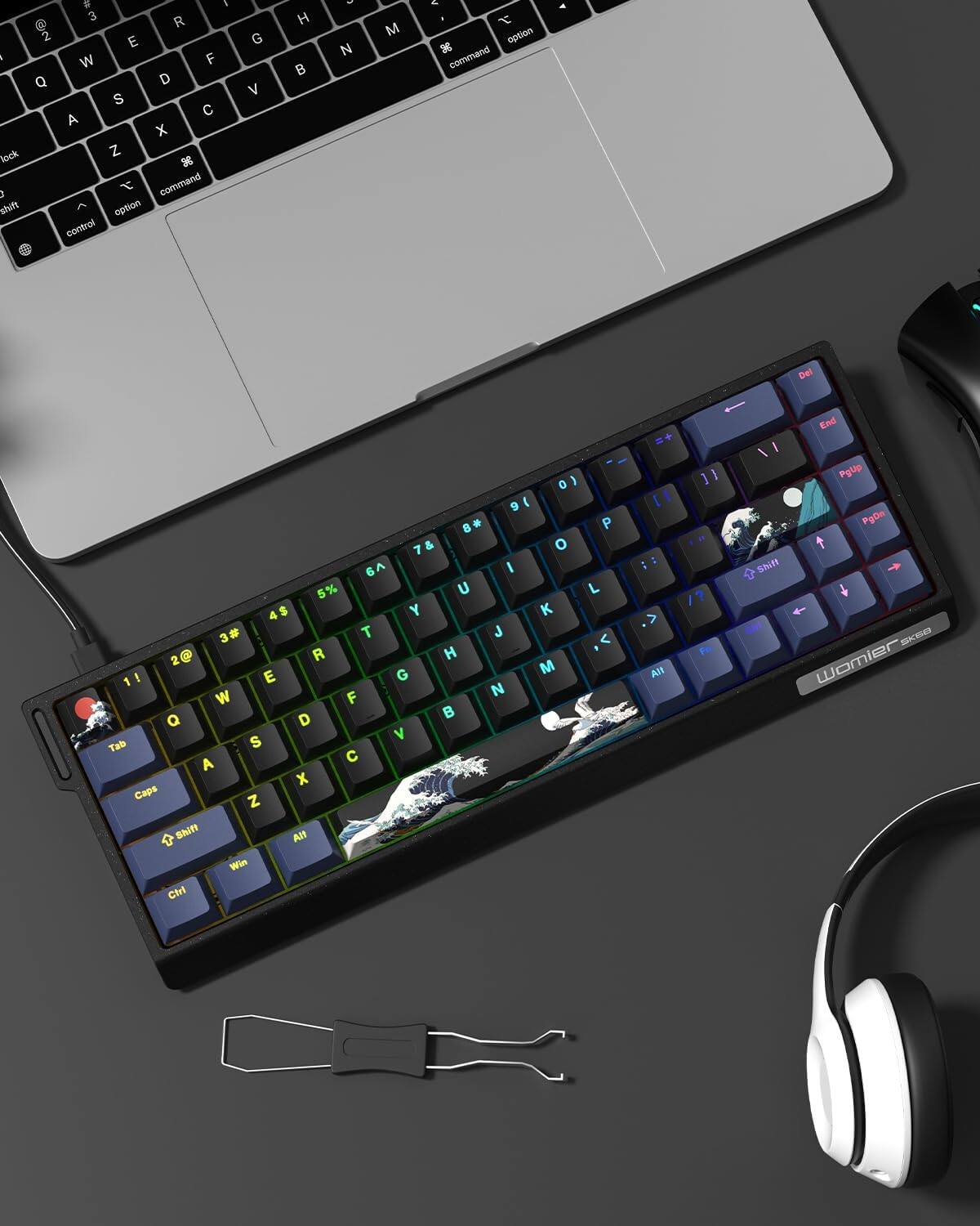 Womier SK68 65% Wired Gaming Keyboard with 66 Keys，QMK RGB