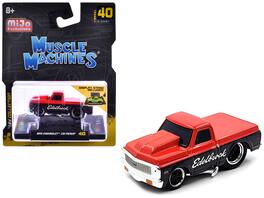 1972 Chevrolet C-10 Pickup Truck "Edelbrock" 1/64 Diecast Model Car by Muscle Machines - Red and Black