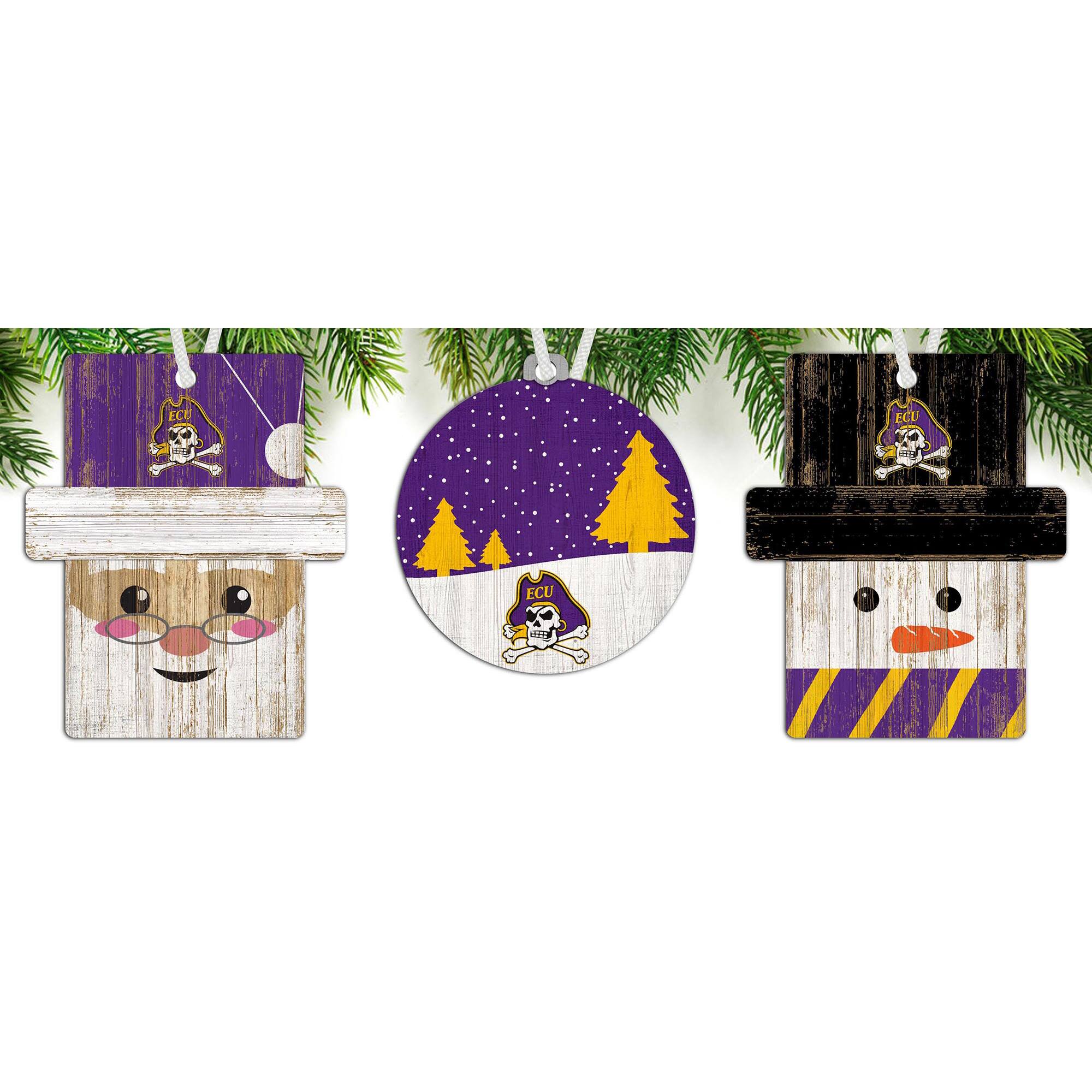 Fan Creations - ECU Pirates 3-Pack Ornament Set - Multicolor