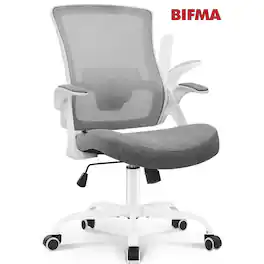 Neo Chair - Ergonomic Office Chair, High-Back Mesh Computer Chair with Adjustable Height, Flip-Up Armrests & Lumbar Support - Steel Base-Gray