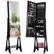 Front. Costway - LED Jewelry Cabinet Organizer Bevel Edge Mirrored Standing Black - Black.
