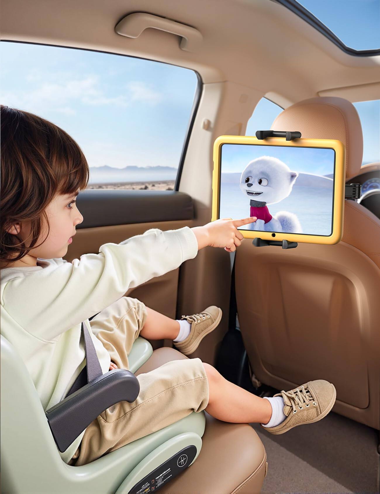 Alt View 4. VEGA AUTOMOTIVE - Car Headrest Ipad Holder Universal Tablet Mount Backseat With Foldable Wide Clip Road Trip For Pro Air Mini... - Default.