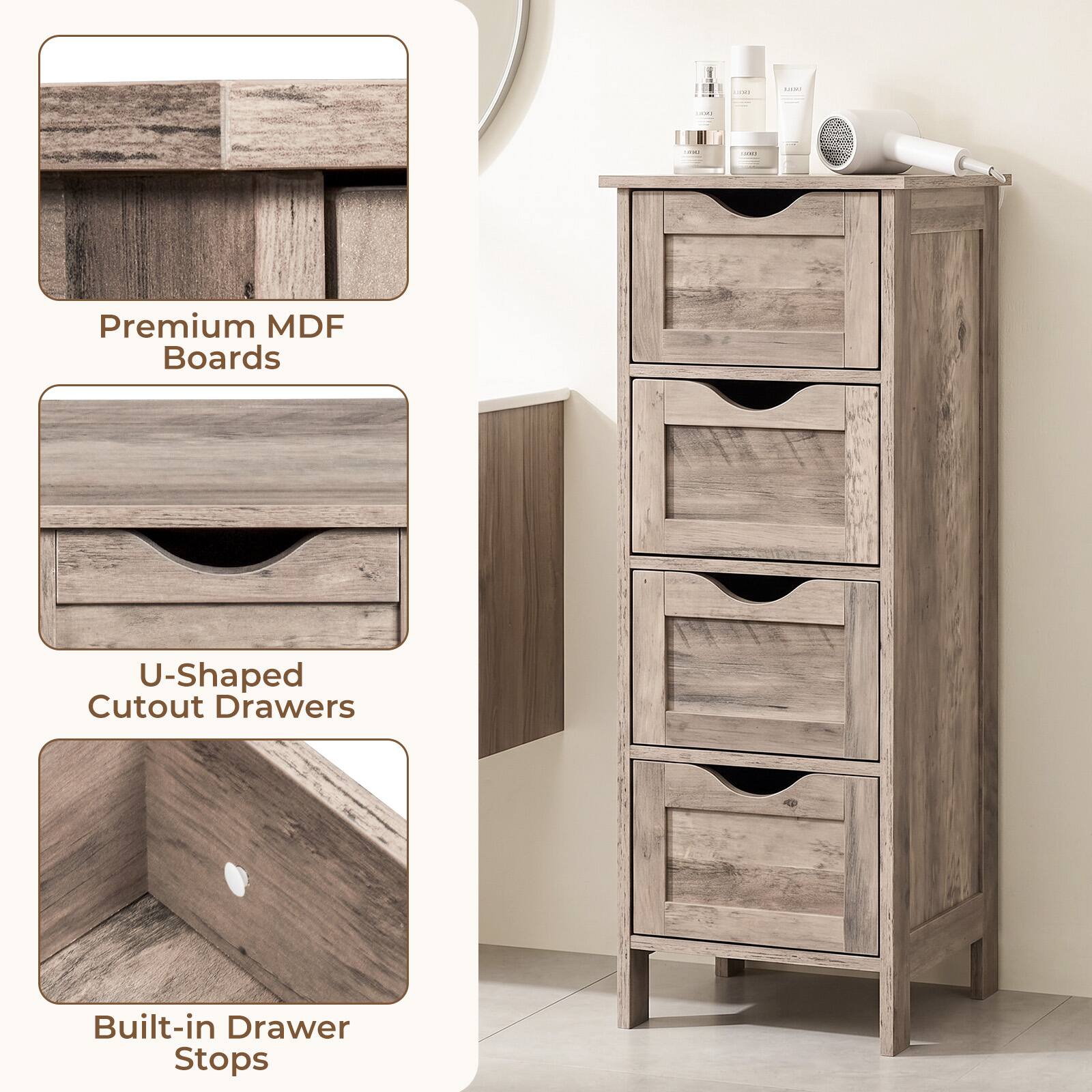 1:00

LEGG

us

Premium MDF Boards

U-Shaped Cutout Drawers

Built-in Drawer Stops
