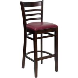 Flash Furniture - HERCULES Series Ladder Back Walnut Wood Restaurant Barstool - Vinyl Seat - Burgundy
