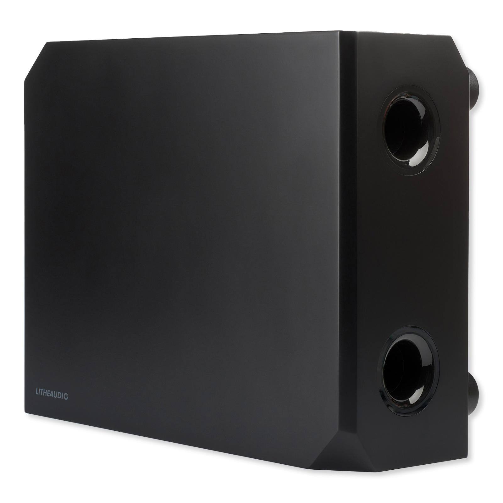 Angle. Lithe Audio - WiSA HT 8” Active Cinema Subwoofer - Satin Black.