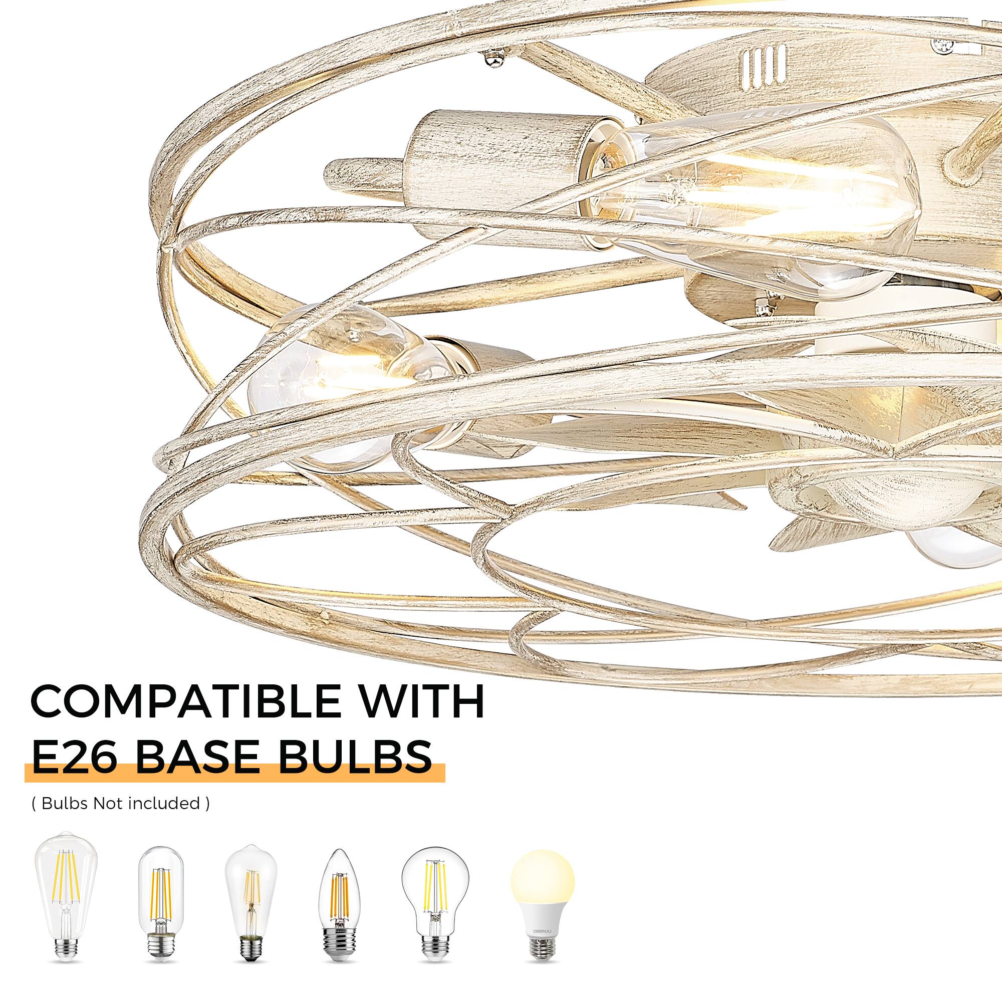 COMPATIBLE WITH E26 BASE BULBS  
(Bulbs Not included)