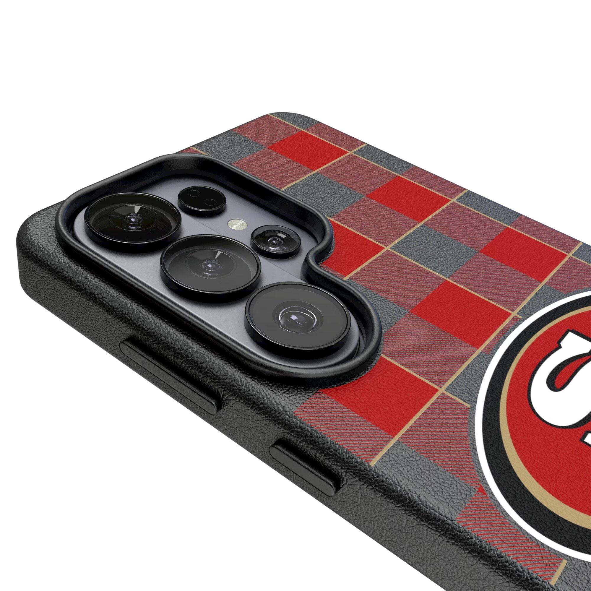 Alt View 2. Keyscaper - San Francisco 49ers Plaid Galaxy Magnetic Bump Case - S25 - Black.
