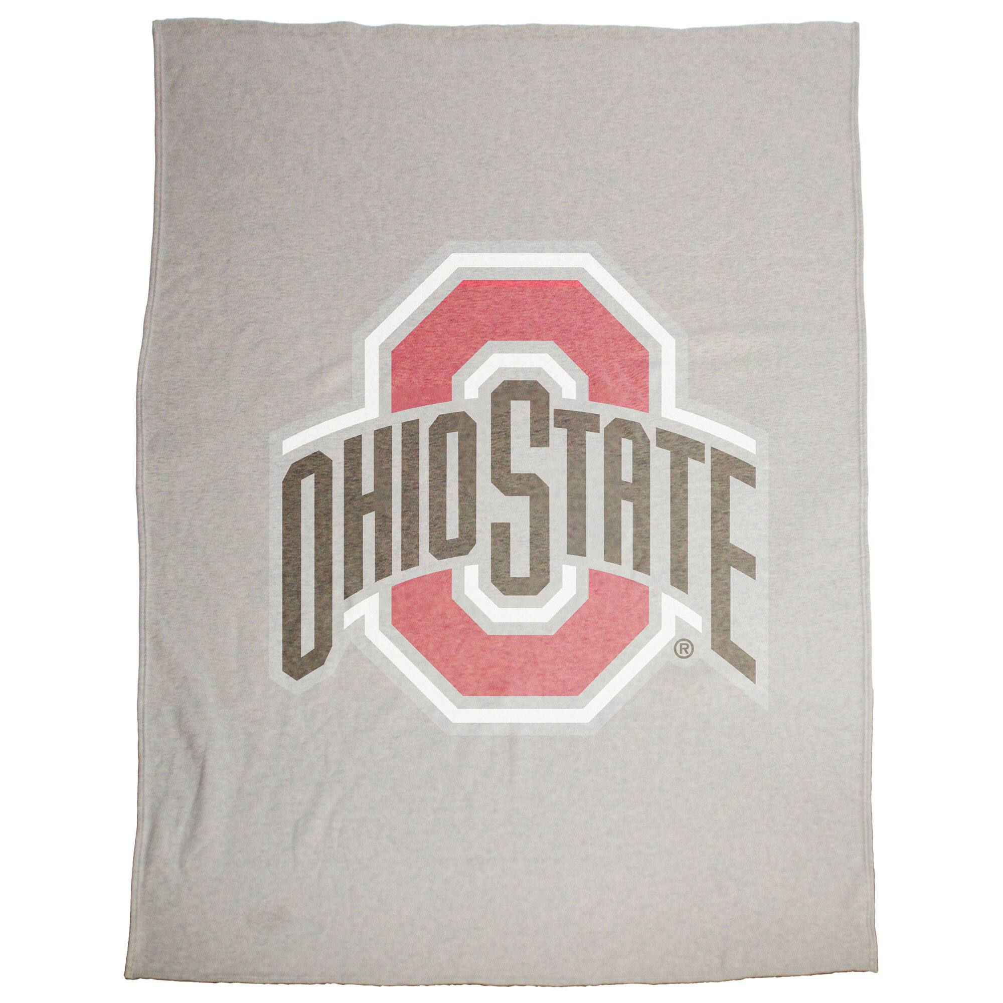 Front. Logo Brands - Ohio State Buckeyes 54" x 84" Sweatshirt Blanket - Multicolor.