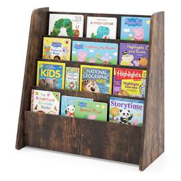 Costway - 4-tier Kids Wooden Bookshelf Toddlers Book Rack with Deep Shelves - Brown