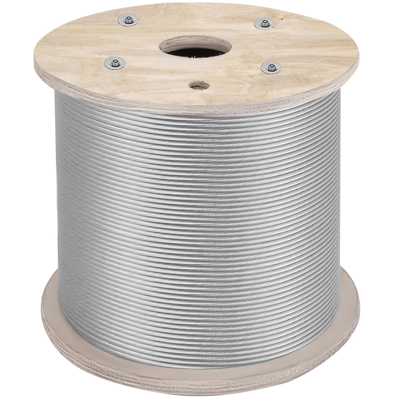 VEVOR - 1/4" Stainless Steel Cable 200FT, T304 7x19 Tighter Core Cable Railing System Wire Rope Aircraft Deck Railing Kit - Silver