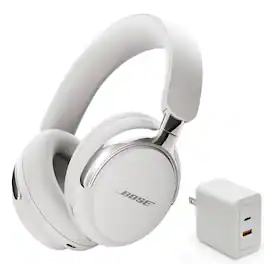 Bundle - Bose - QuietComfort Ultra Bluetooth Headphones (2nd Gen) with Fast Charger, Noise Cancelling (White Smoke)