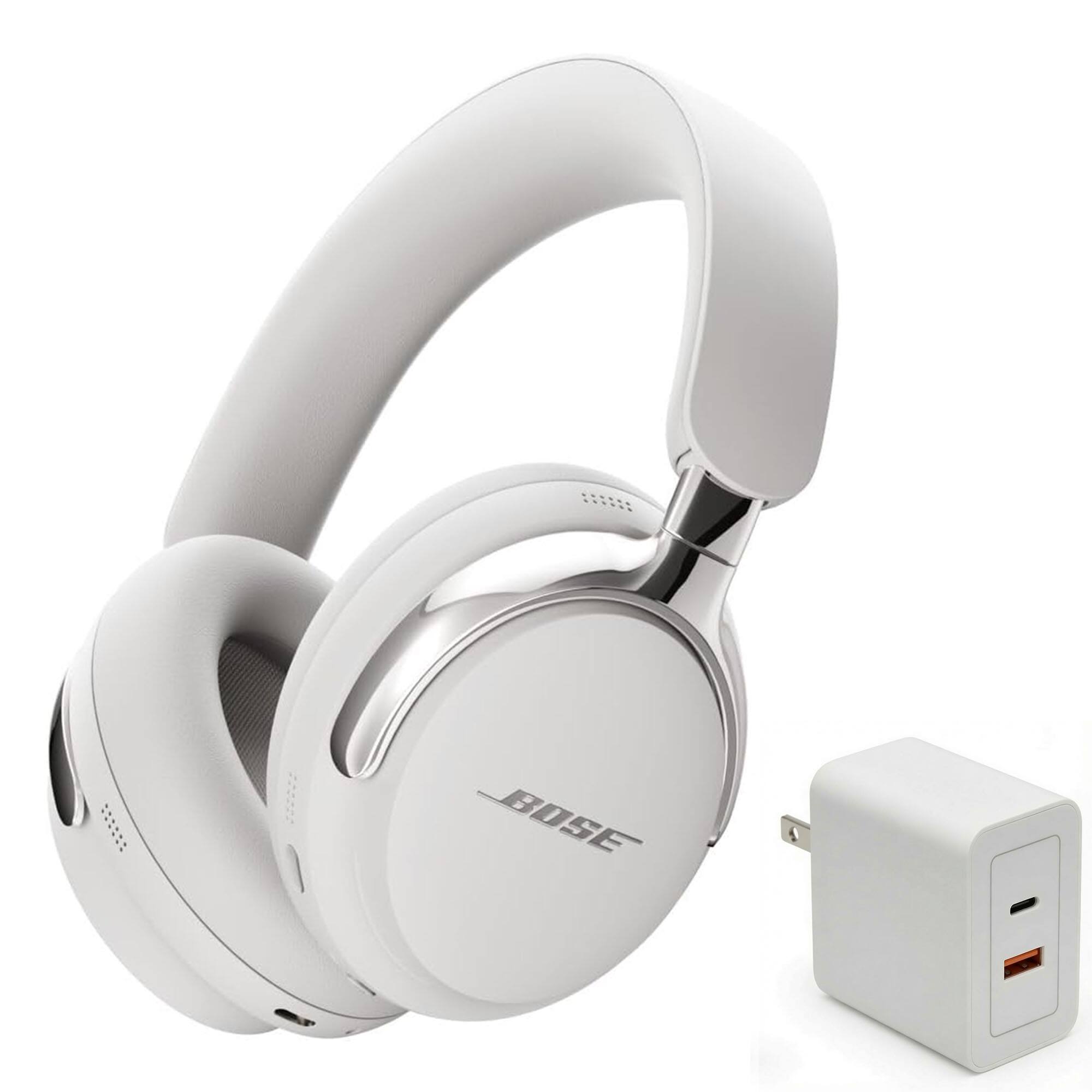 Front. Bose - Bose QuietComfort Ultra Bluetooth Headphones (2nd Gen) Bundle with Fast Charger, Noise Cancelling (White Smoke).