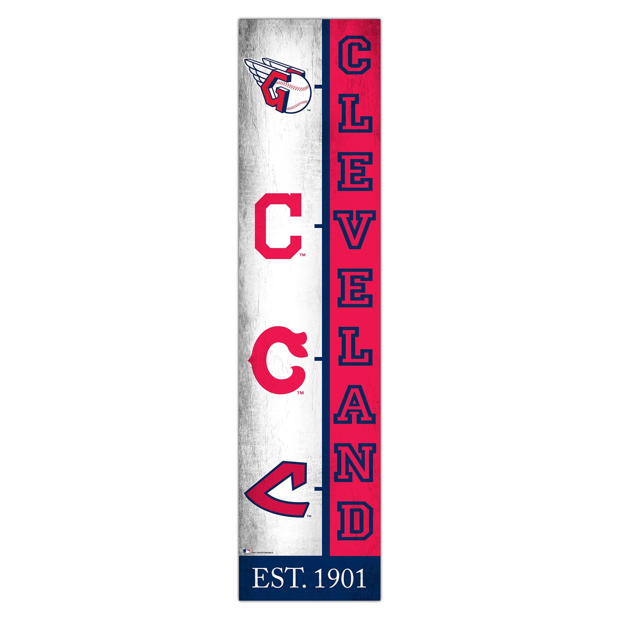 Fan Creations - Cleveland Guardians 6" x 24" Progression Wood Sign - Multicolor