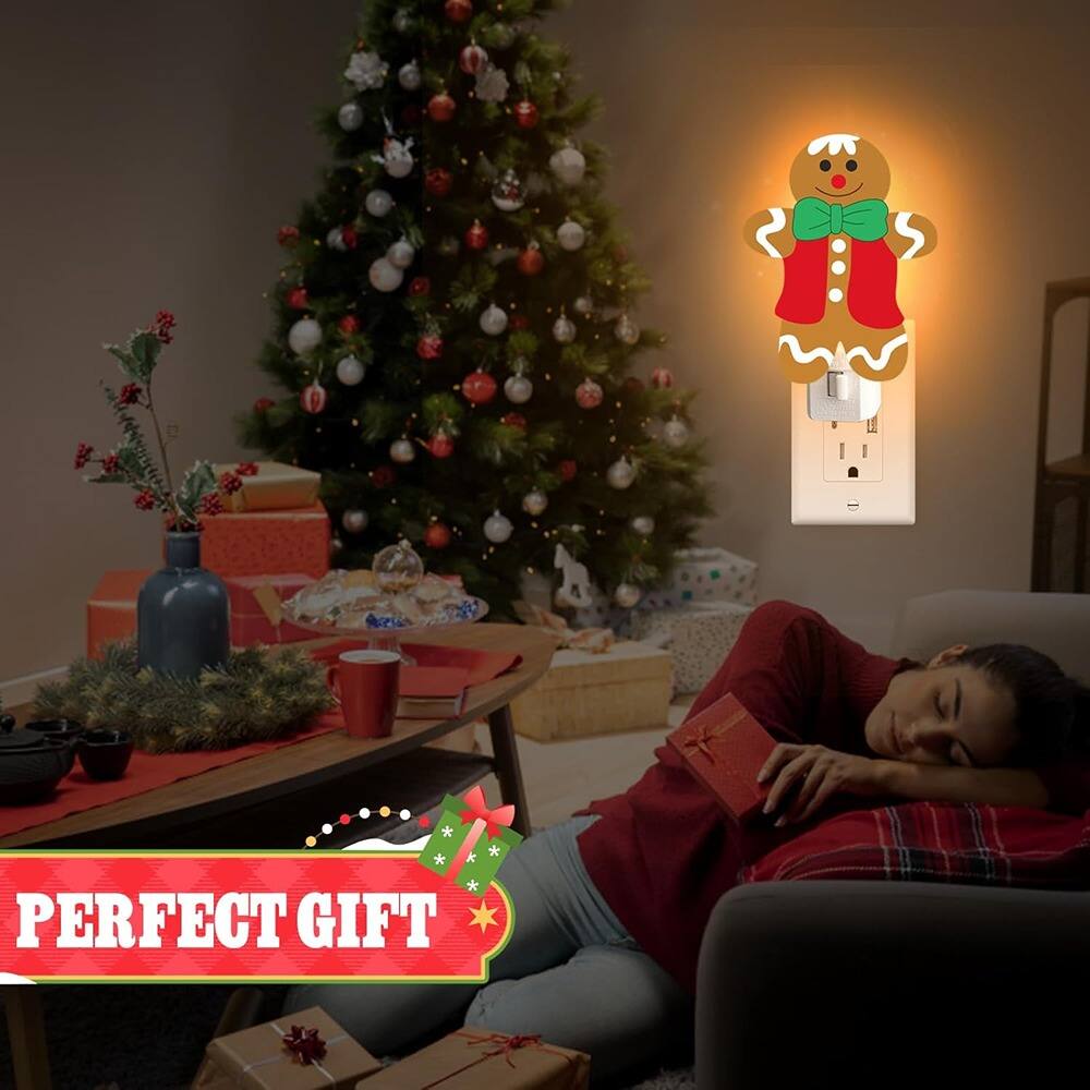 ACJPR 2 Pack Christmas Night Light Plug into Wall, Gingerbread Man LED ...