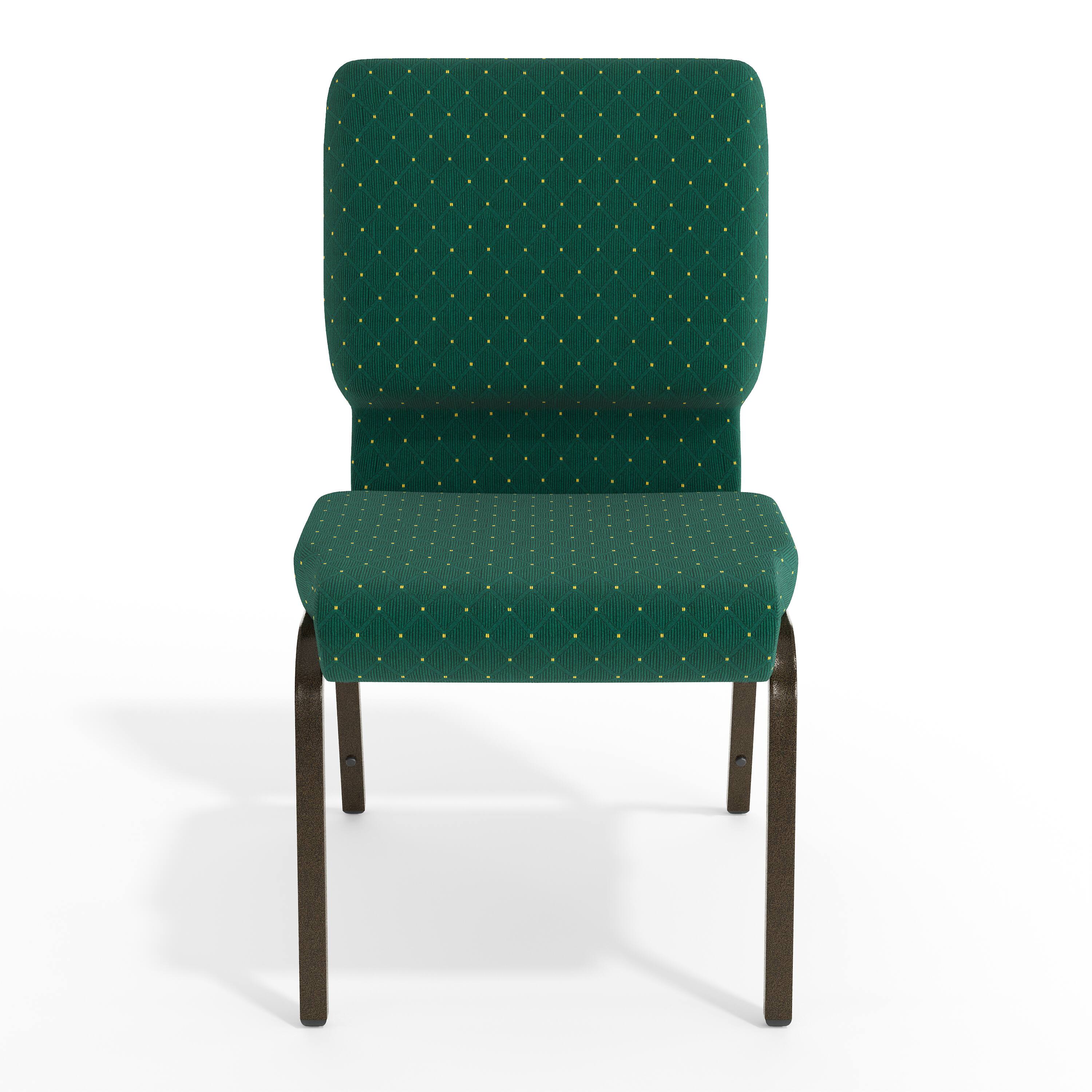Alt View 9. Emma + Oliver - 18.5"W Stacking Church/Reception Guest Chair - Green Patterned Fabric/Gold Vein Frame.