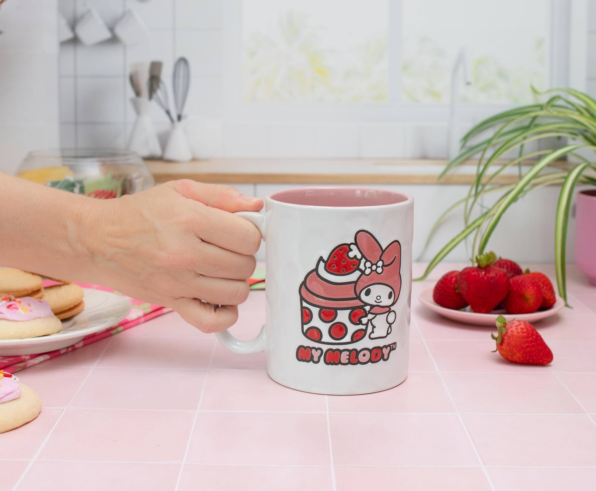 Alt View 3. Silver Buffalo - Sanrio My Melody Cupcake Wax-Resist Ceramic Pottery Mug | Holds 17 Ounces - White.
