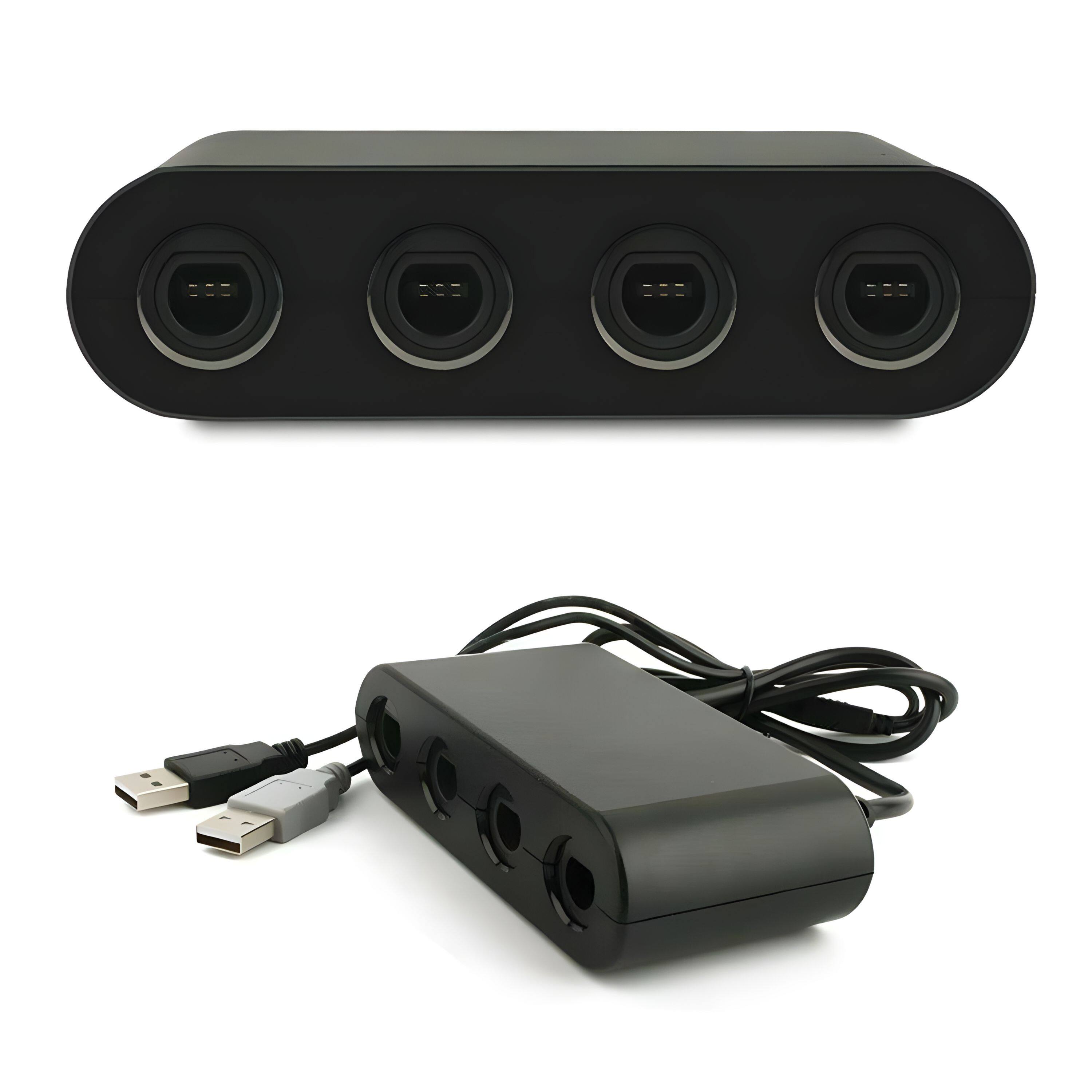 Left. Kitcheniva - Controller Adapter 4 Port For GameCube Nintendo Switch Wii U & PC - Black.