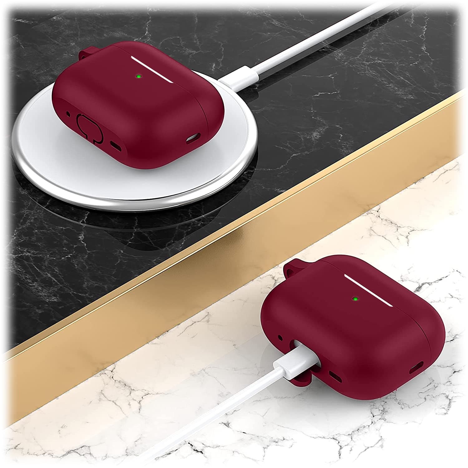 Alt View 14. SaharaCase - Case for Apple AirPods Pro 2 (2nd Generation 2022) - Dark Red.