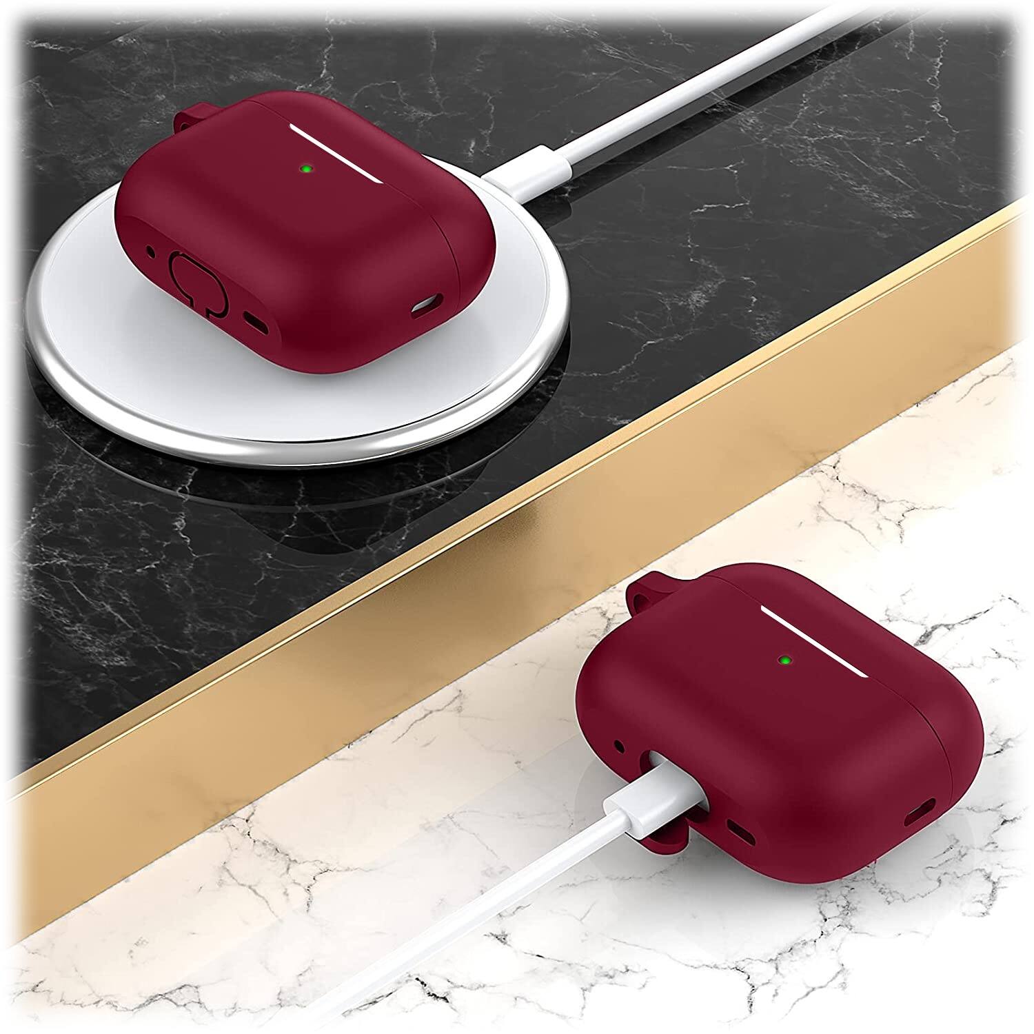 Alt View 14. SaharaCase - Case for Apple AirPods Pro 2 (2nd Generation 2022) - Dark Red.