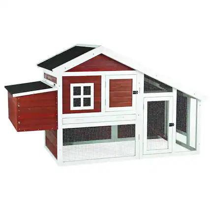 Front. TRIXIE - Weatherproof Wooded Backyard Chicken Coop, 2 Nesting Box Auburn - Auburn/White.