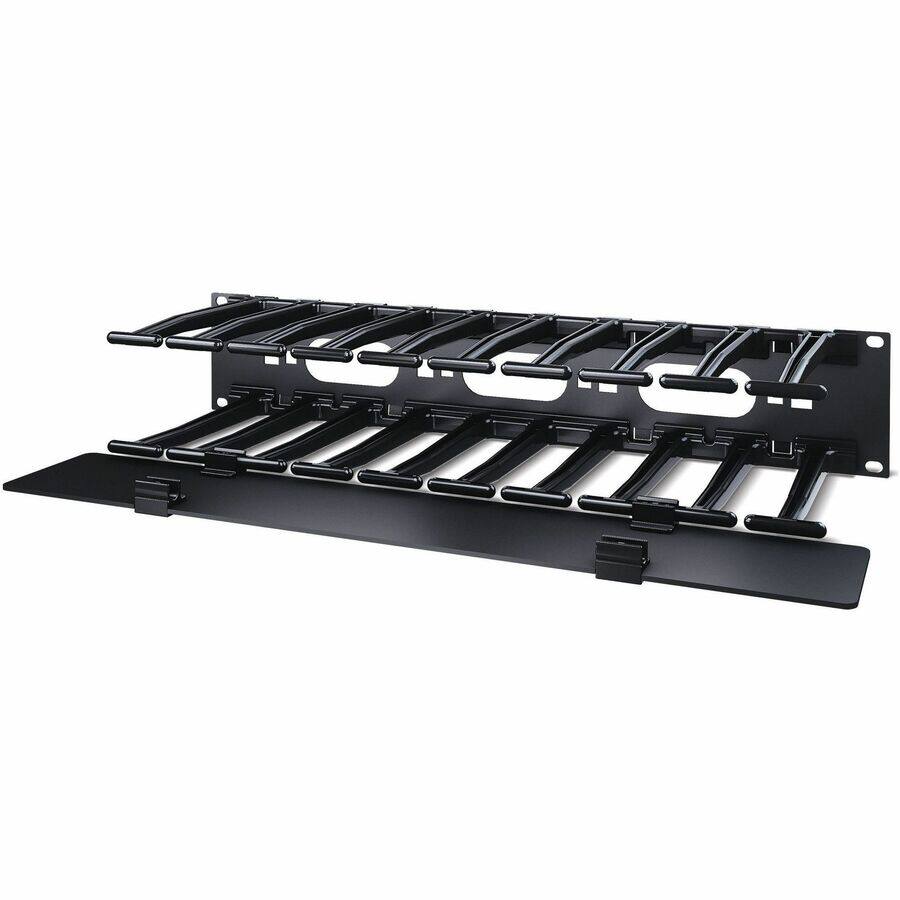 Alt View 1. APC - APC NetShelter Cable Management, Horizontal Cable Manager, 2U, Single Side with Cover, Black, 482.6 x 88.9 x 165.1 mm - Black.