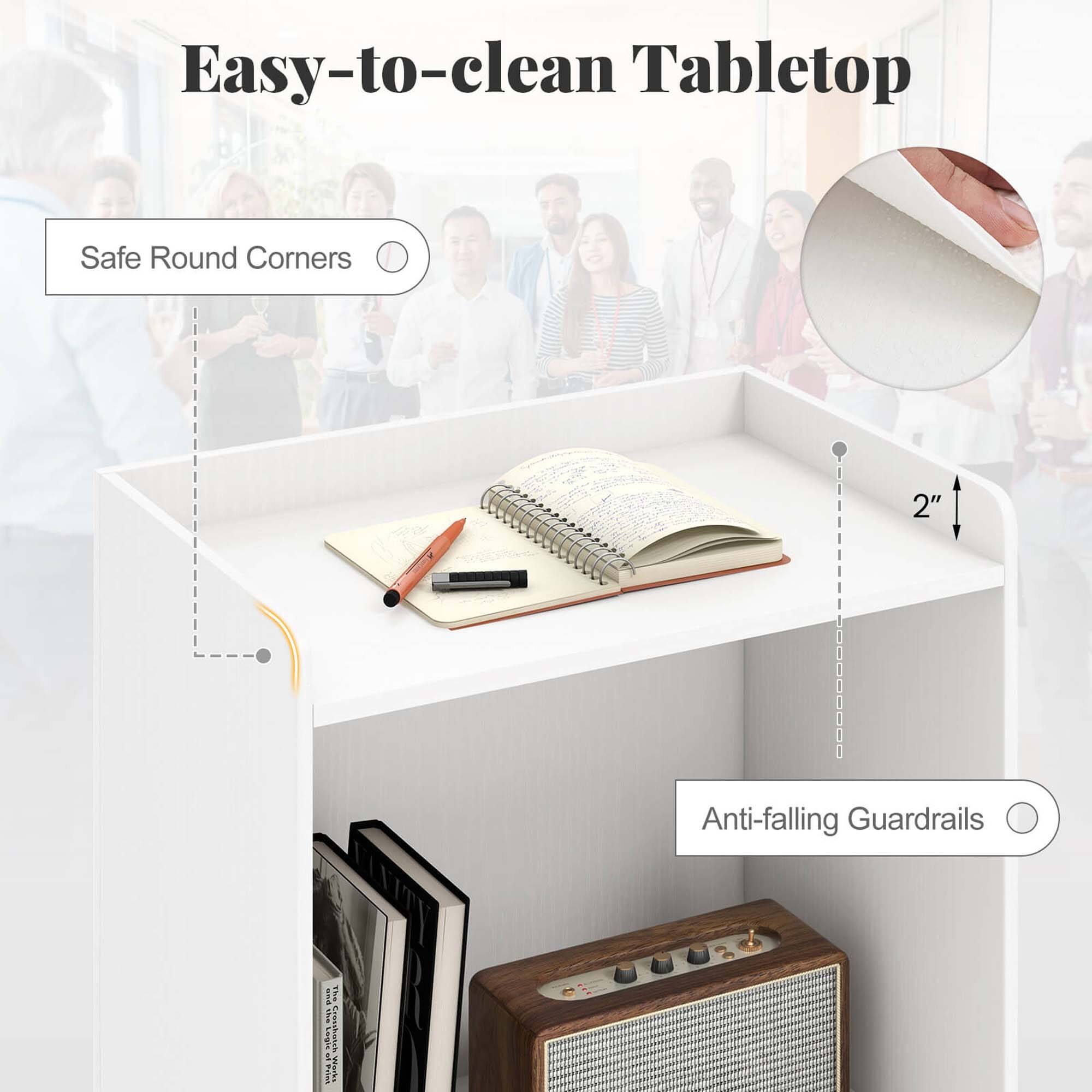 Easy-to-clean Tabletop

- Safe Round Corners
- Anti-falling Guardrails

2"