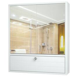 Pefilos - Double Door Wall-Mounted Bathroom Mirrored Medicine Cabinet- Bathroom Cabinet for Bathroom Laundry Room Kitchen - White