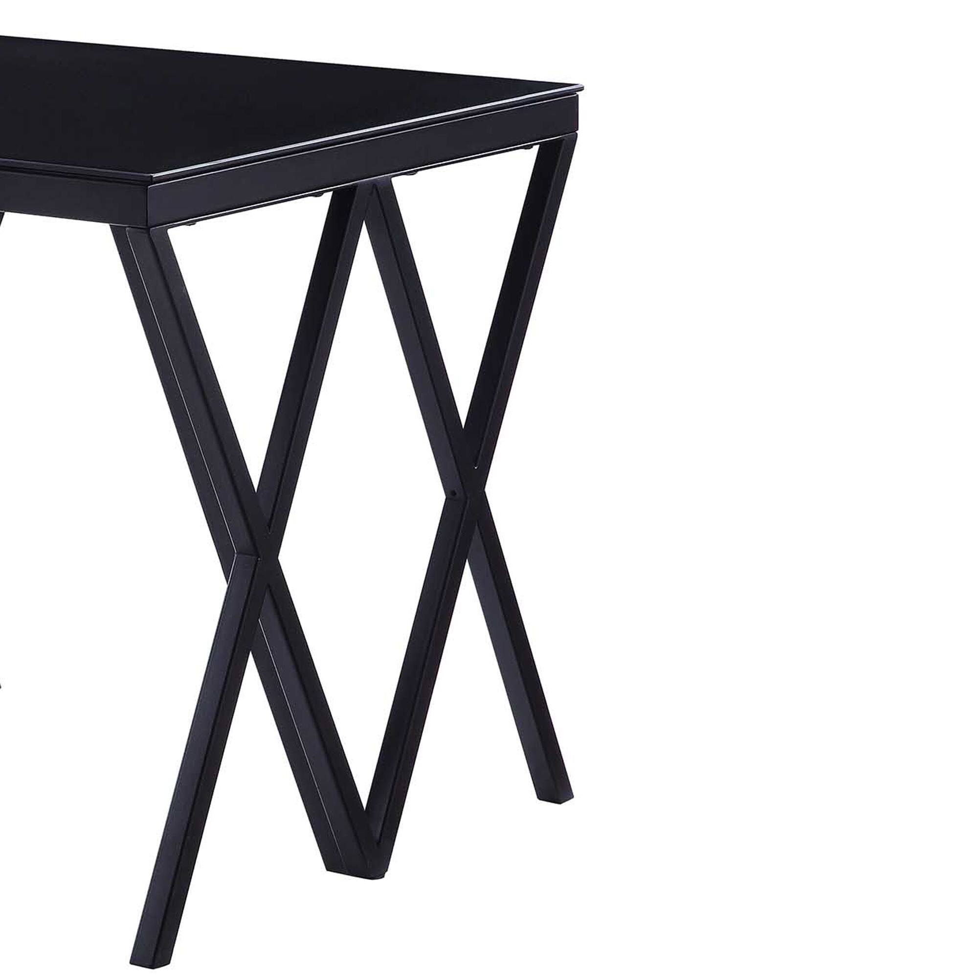Alt View 2. Manhattan Lane - Contemporary Style Metal End Table with Geometric Base - Black.