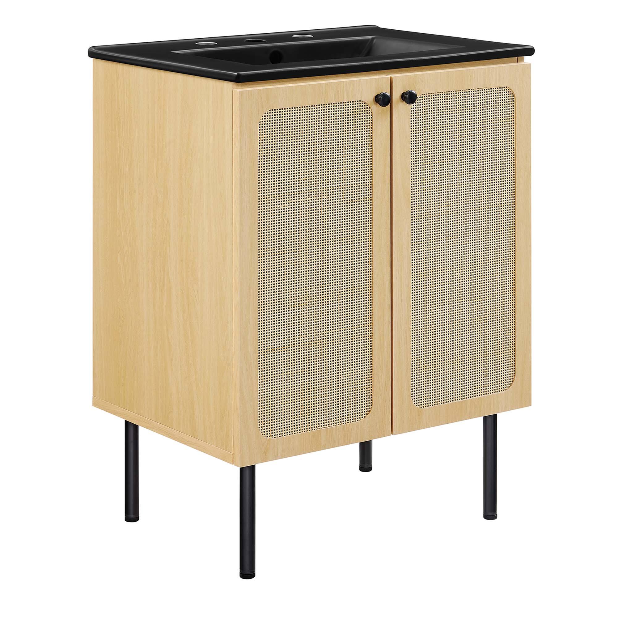 Angle. Modway - Chaucer Bathroom Vanity with Black Basin Included by Modway - Oak Black.