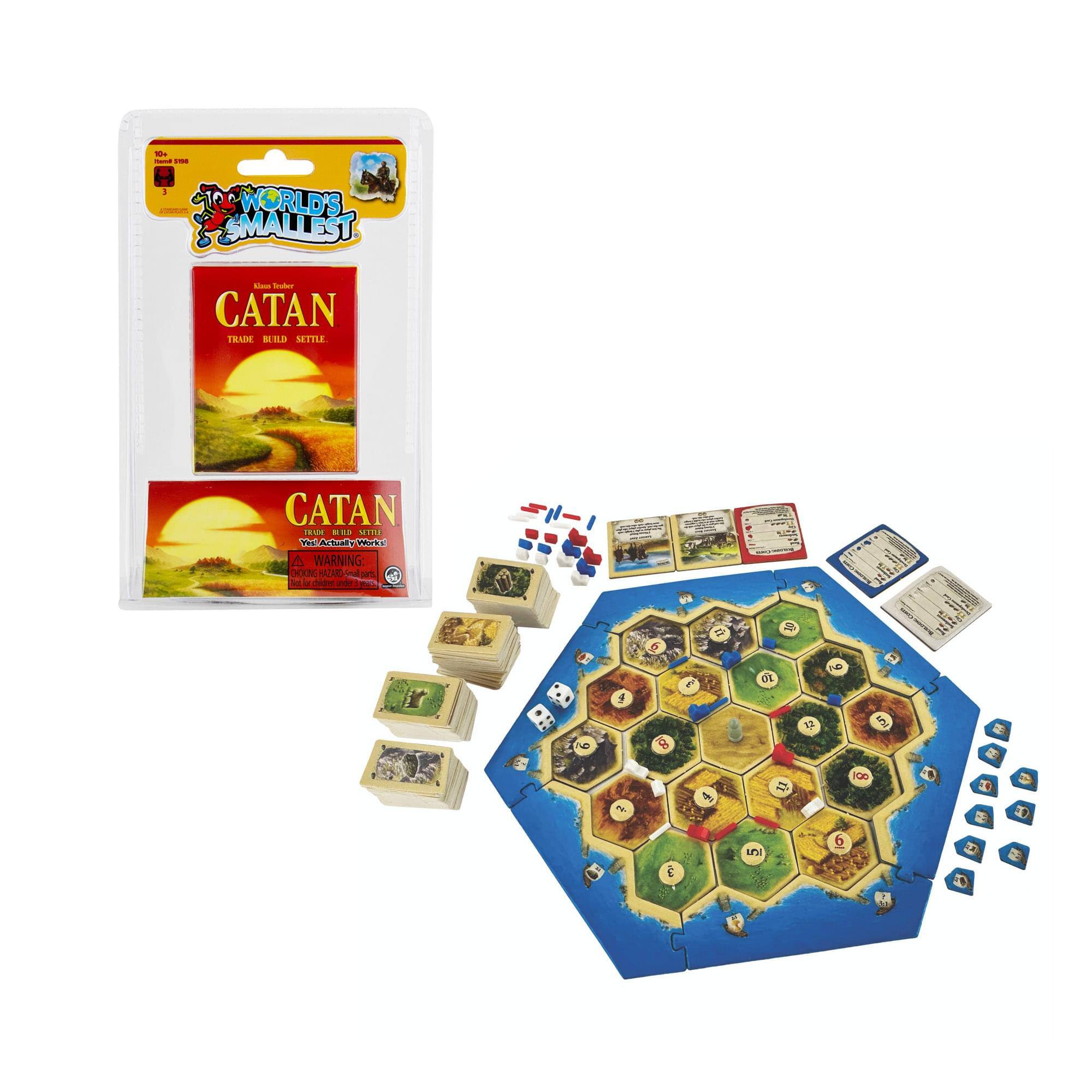 - WORLD'S SMALLEST CATAN
- TRADE, BUILD, SETTLE
- CATAN
- Your Actually Works
- WARNING: CHOKING HAZARD - Small parts. Not for children under 3 years.