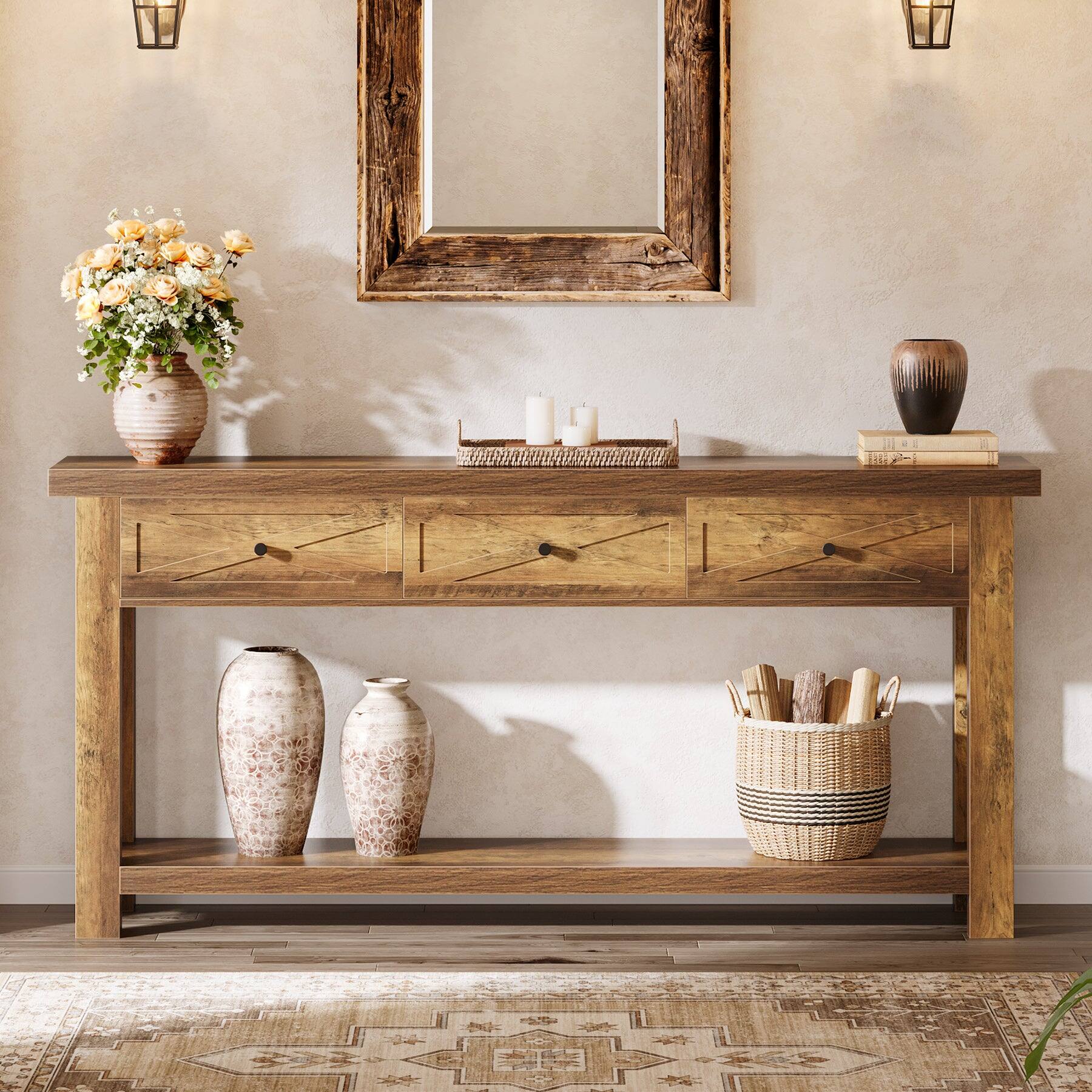 Tribesigns Console Table with Engineered Wood Construction and Space ...
