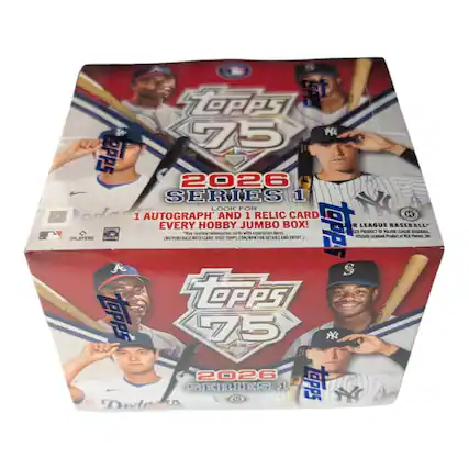 Topps 75
2026 Series 1
Look for 1 Autograph and 1 Relic Card in every Hobby Jumbo Box!
Major League Baseball Players
(NO PURCHASE NECESSARY. VISIT TOPPS.COM/NPH FOR DETAILS AND ENTRY.)
Officially Licensed Product of MLB Players, Inc.