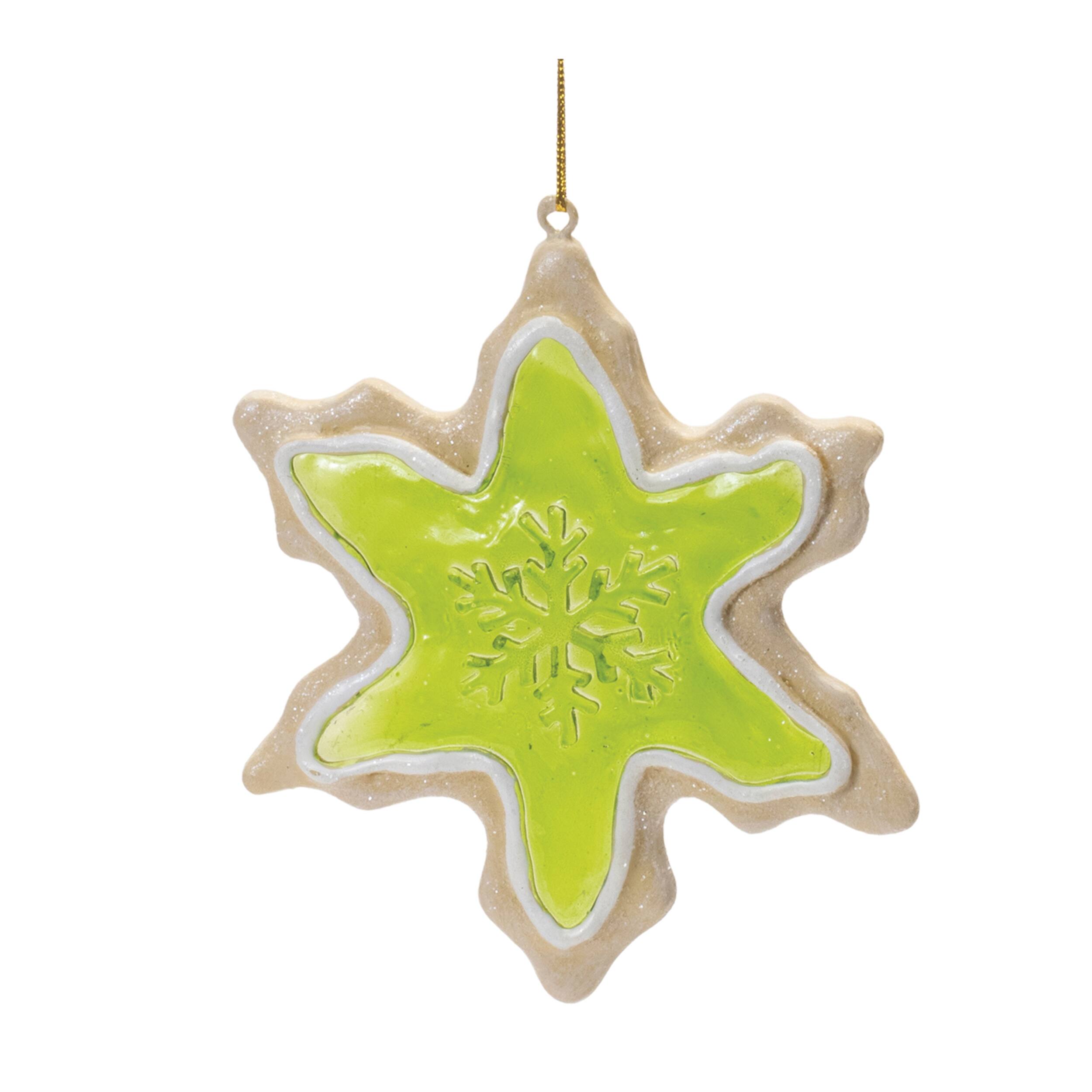 Back. BreeBe - Frosted Cookie Star and Snowflake Ornament (Set of 6) - Red, Green.