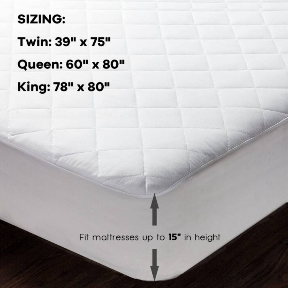 SIZING:  
Twin: 39" x 75"  
Queen: 60" x 80"  
King: 78" x 80"  

Fit mattresses up to 15" in height