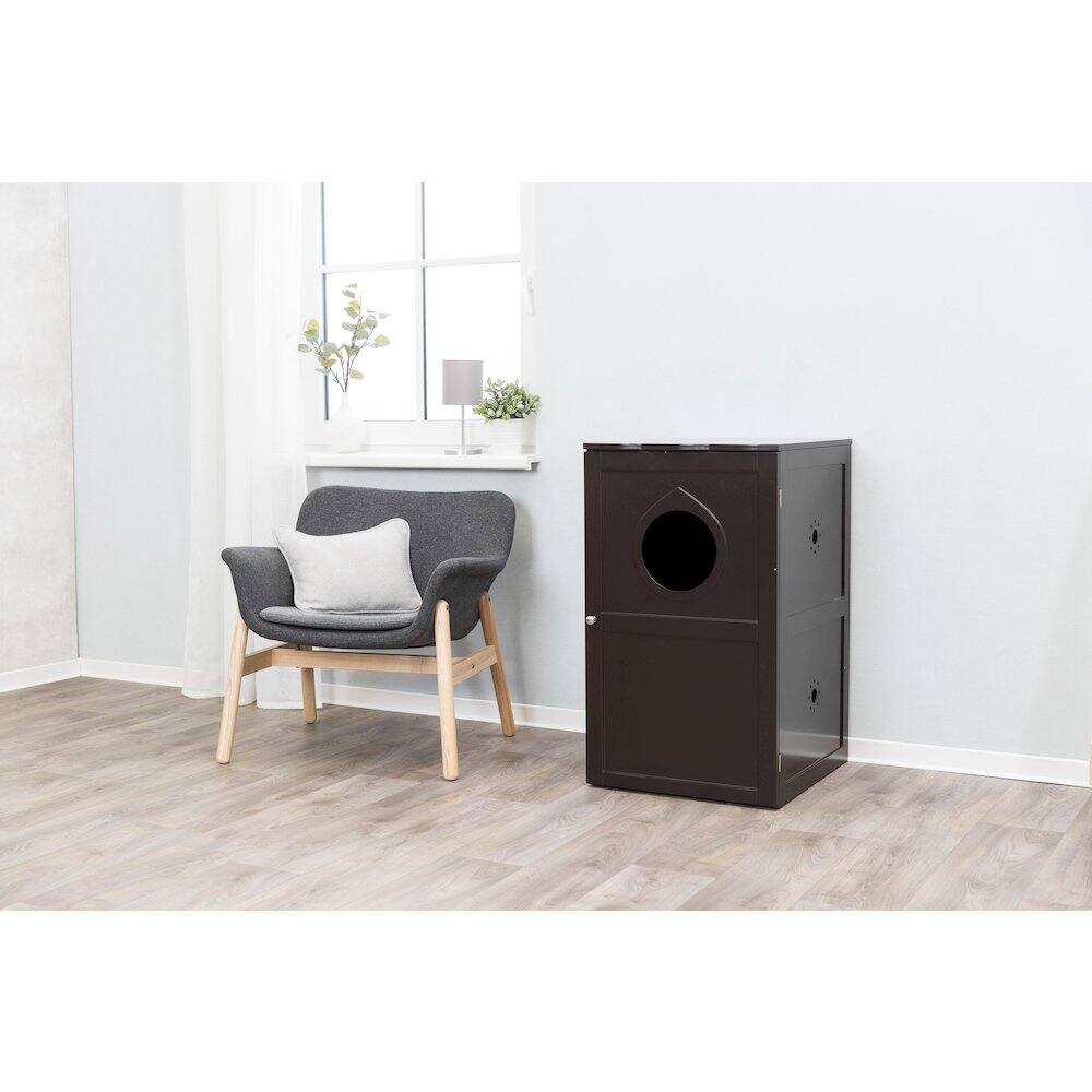 Alt View 2. TRIXIE - 2-Story Cat Litter Box Enclosure Hidden Litter Indoor Cat Furniture Accent Table - Espresso Brown.