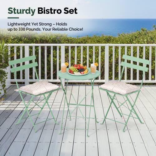 Sturdy Bistro Set  
Lightweight Yet Strong - Holds up to 330 Pounds, Your Reliable Choice!