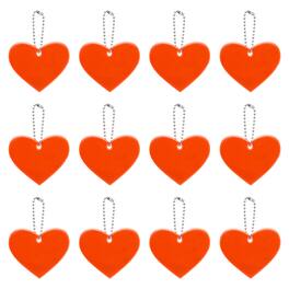 Unique Bargains - Safety Reflector, Reflective Tags Pendant Heart Shaped Safety Keychain with Chain - Fits Keychain/Purses/Cycling/Running - Orange Red