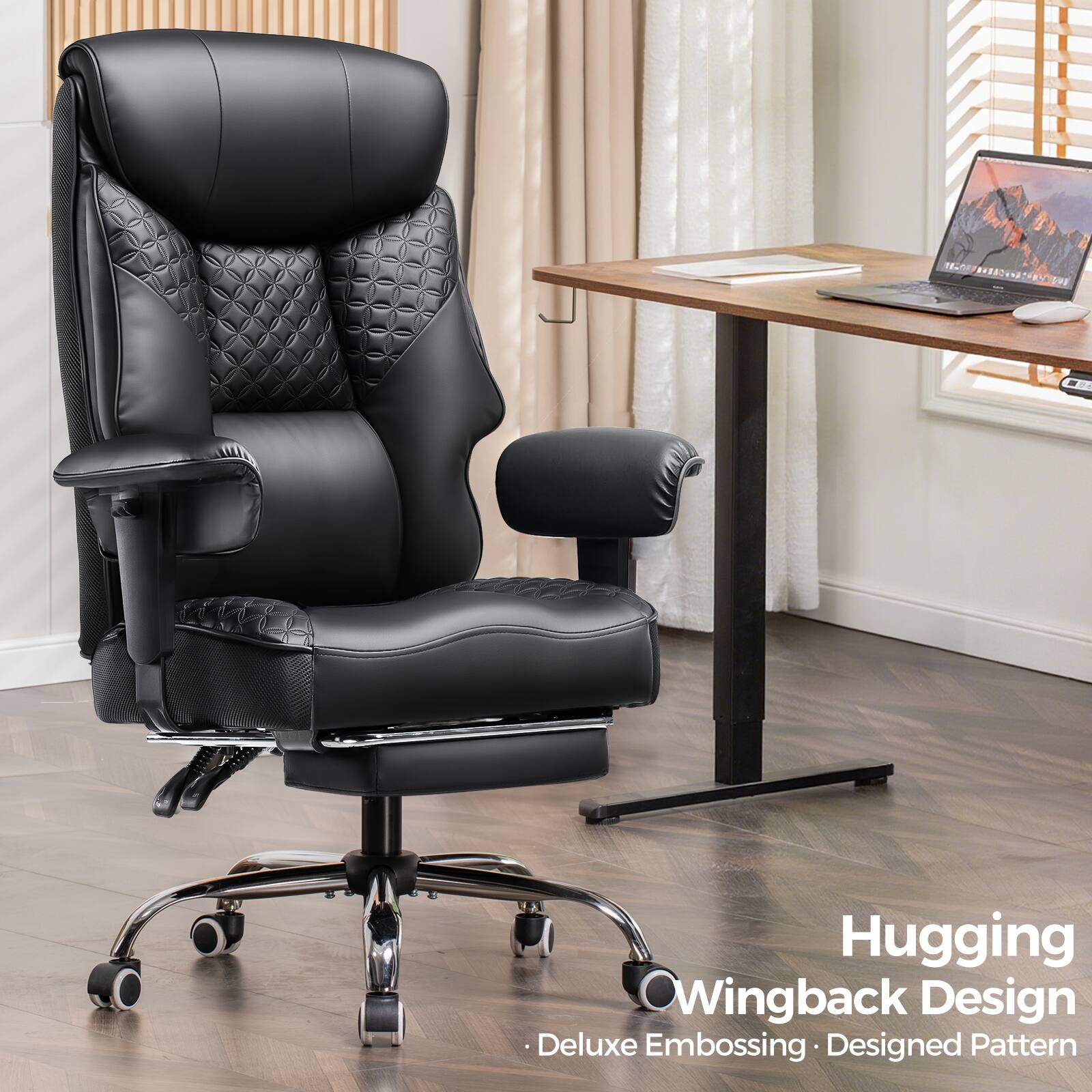 Hugging Wingback Design  
Deluxe Embossing • Designed Pattern