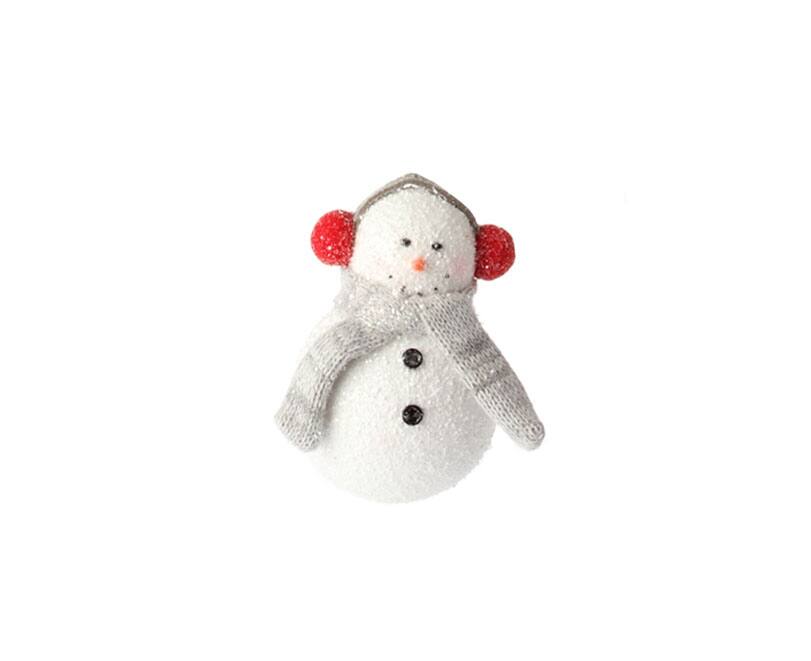 Raz - 4.5" Glittered Snowman with Earmuffs Christmas Ornament - White